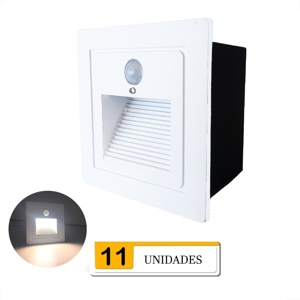 11 Balizador Embutir Parede Com Sensor De Presenca Led Lup73