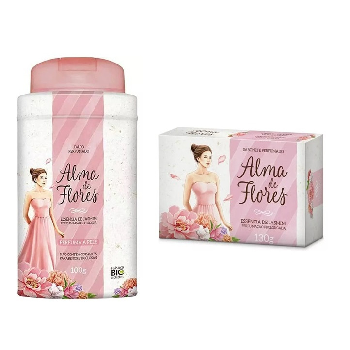 Kit Alma de Flores 1 Talco 100g e 1 sabonete barra 130g