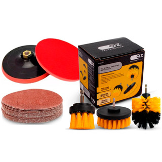Kit Suporte De Boina Para Furadeira 125mm + 40 Discos Lixa 120 + Escova Rotativa Para Limpeza em Oferta na Shopee