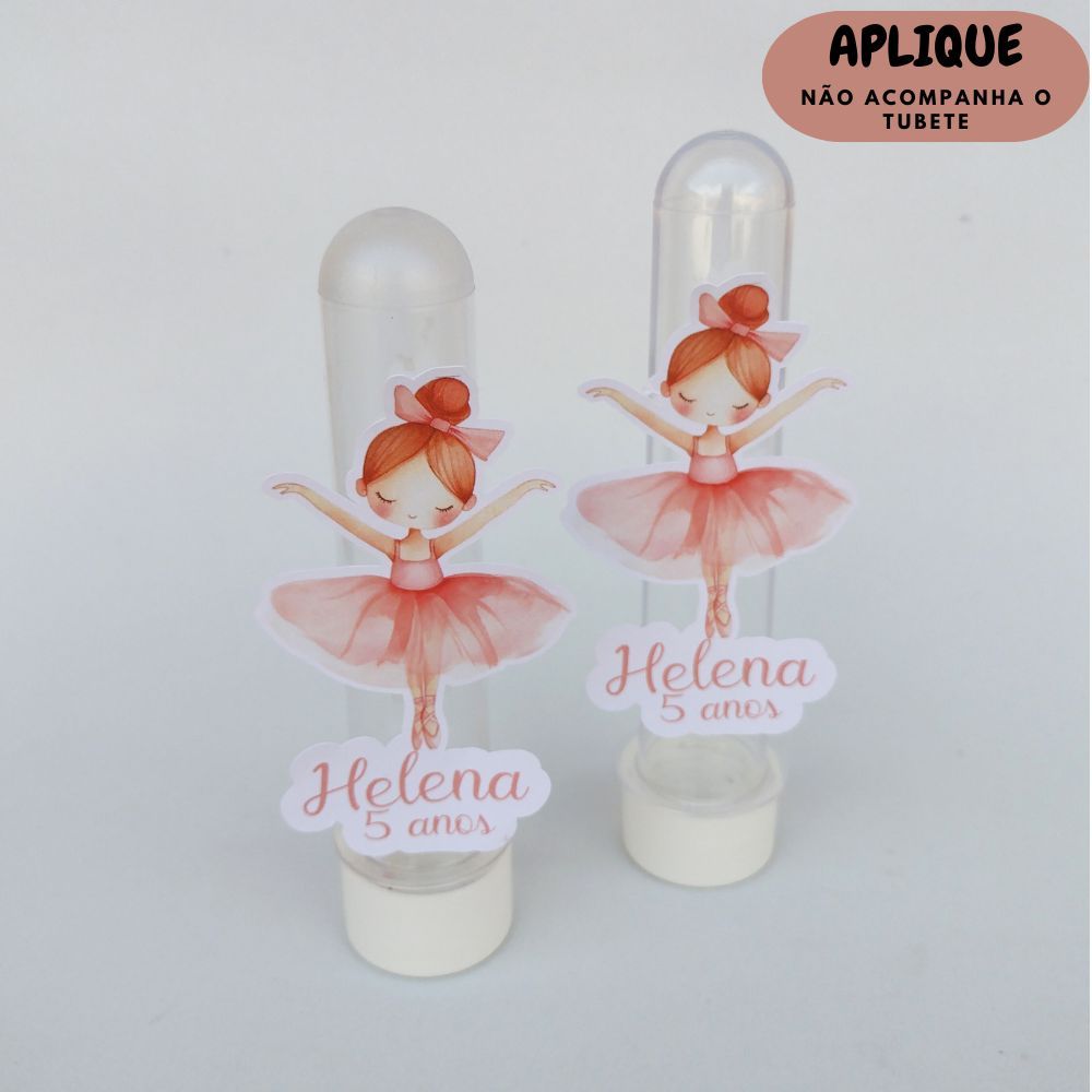 Apliques Personalizados para Tubetes Bailarina / Lembrancinhas / Kit Festa infantil/ Aniversário Bailarina / Papelaria