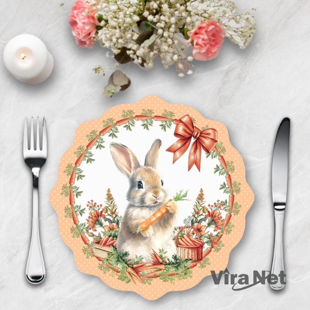 Kit Capa Sousplat Páscoa Coelhos Estampados Organização Mesa Casa Cozinha Multiuso 2/4/6 Peças em Oferta na Shopee