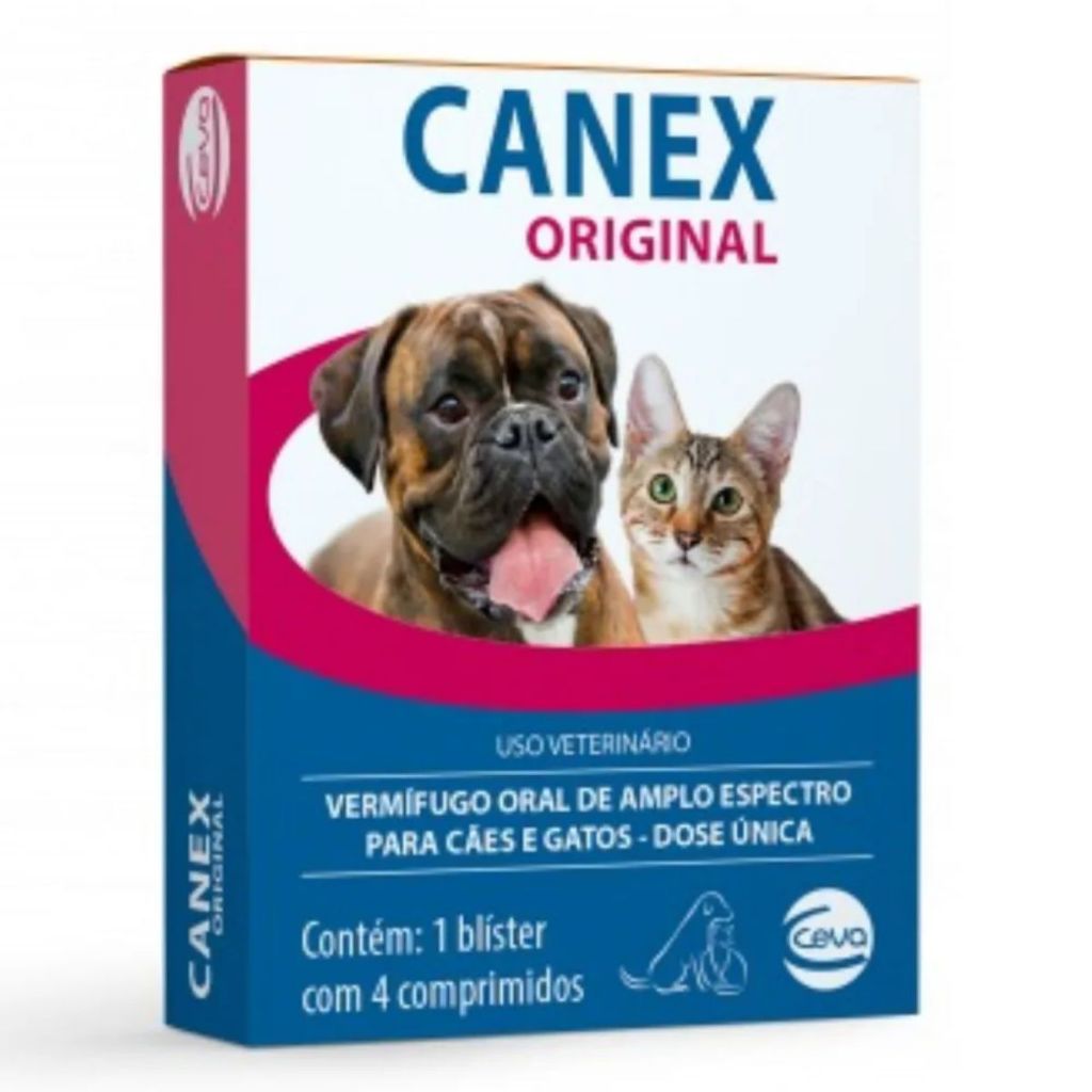 Canex Original Para Verme Cães Gatos Vermífugo Dose Única