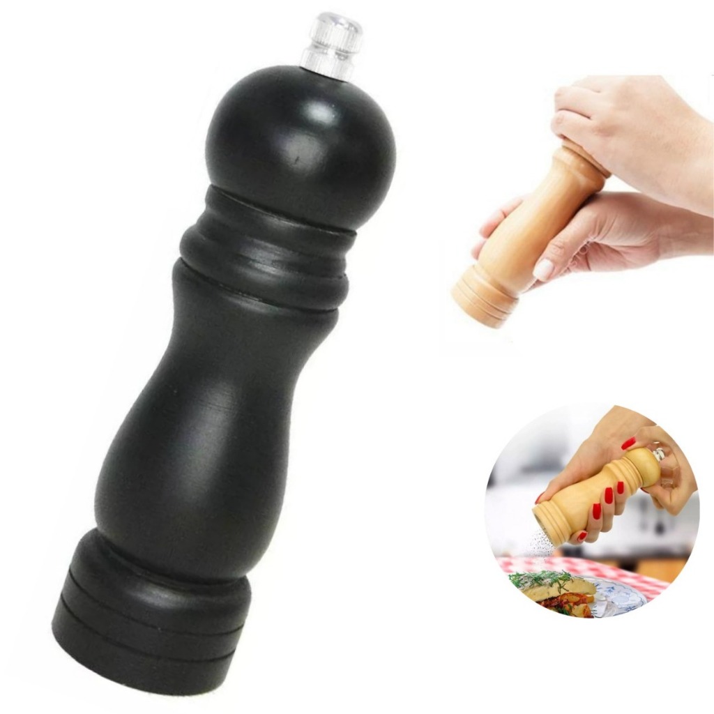 Moedor DE MADEIRA TRITURADOR 20CM GRANDE Pimenta Sal Condimento Tempero Grão CHURRASQUEIRA COZINHA