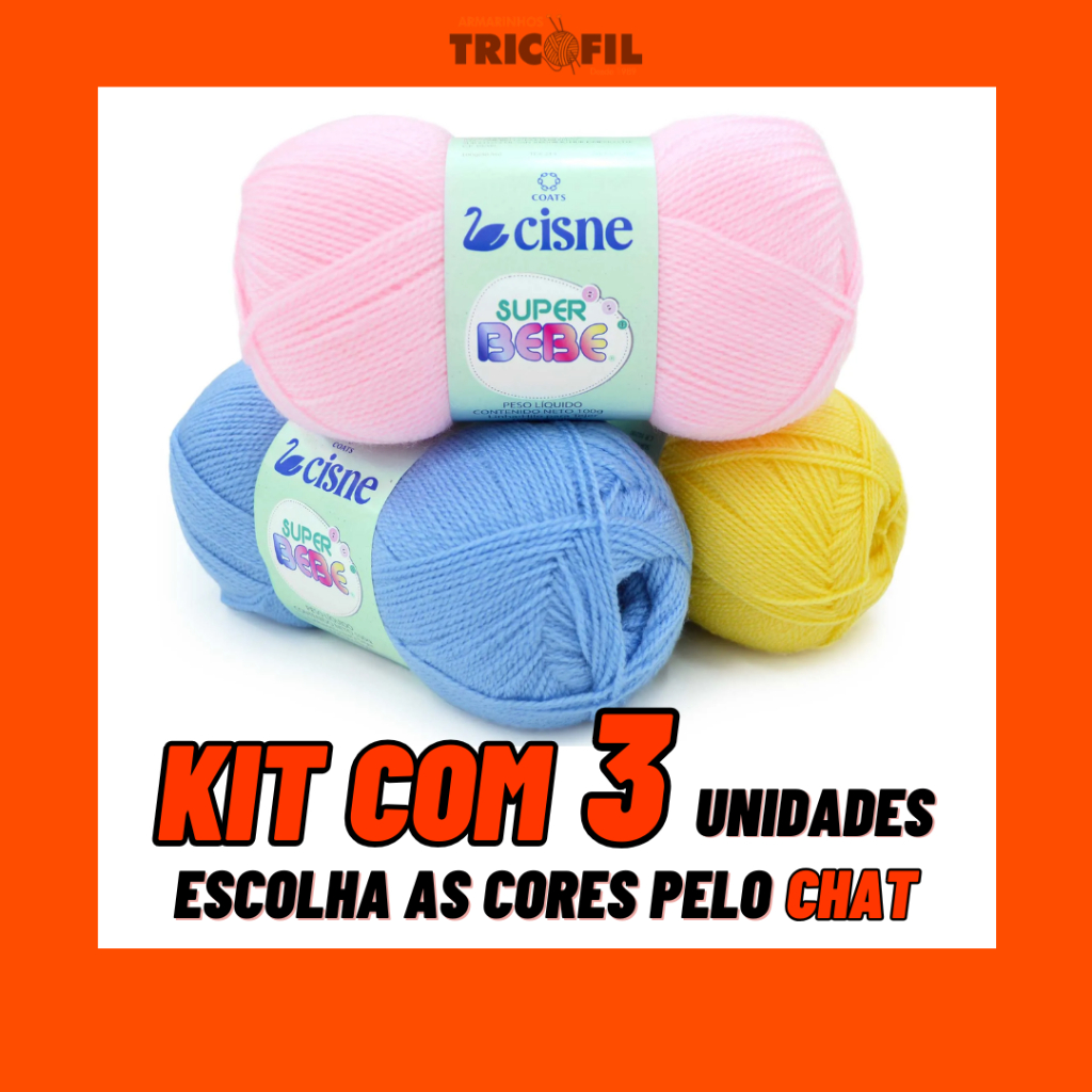 Kit c/3 Lã Fio Super Bebê Cisne - 100g em Oferta na Shopee