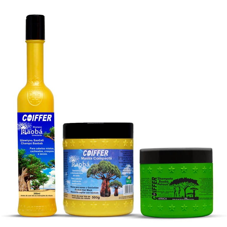 KIT BAOBÁ COIFFER (3 UNIDADES) - Para fios porosos, sem vida e quebradiços.