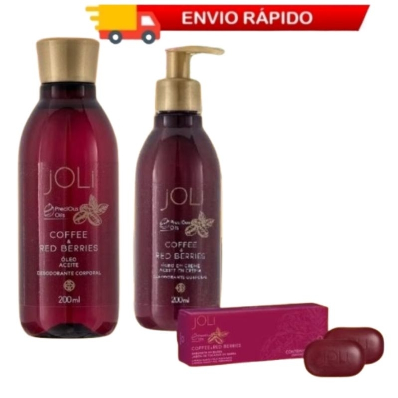Kit Joli Óleo Corporal I Creme E Sabonete Em Barra Café E Frutas Vermelhas Hinode