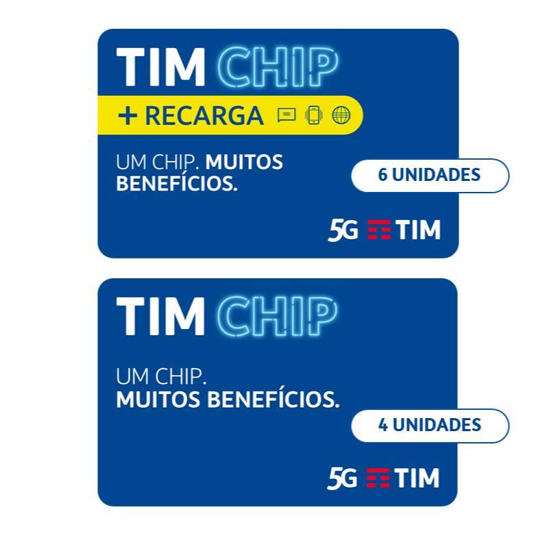 TIM Chip Kit 10 unidades: 4 sem recarga e 6 com recarga