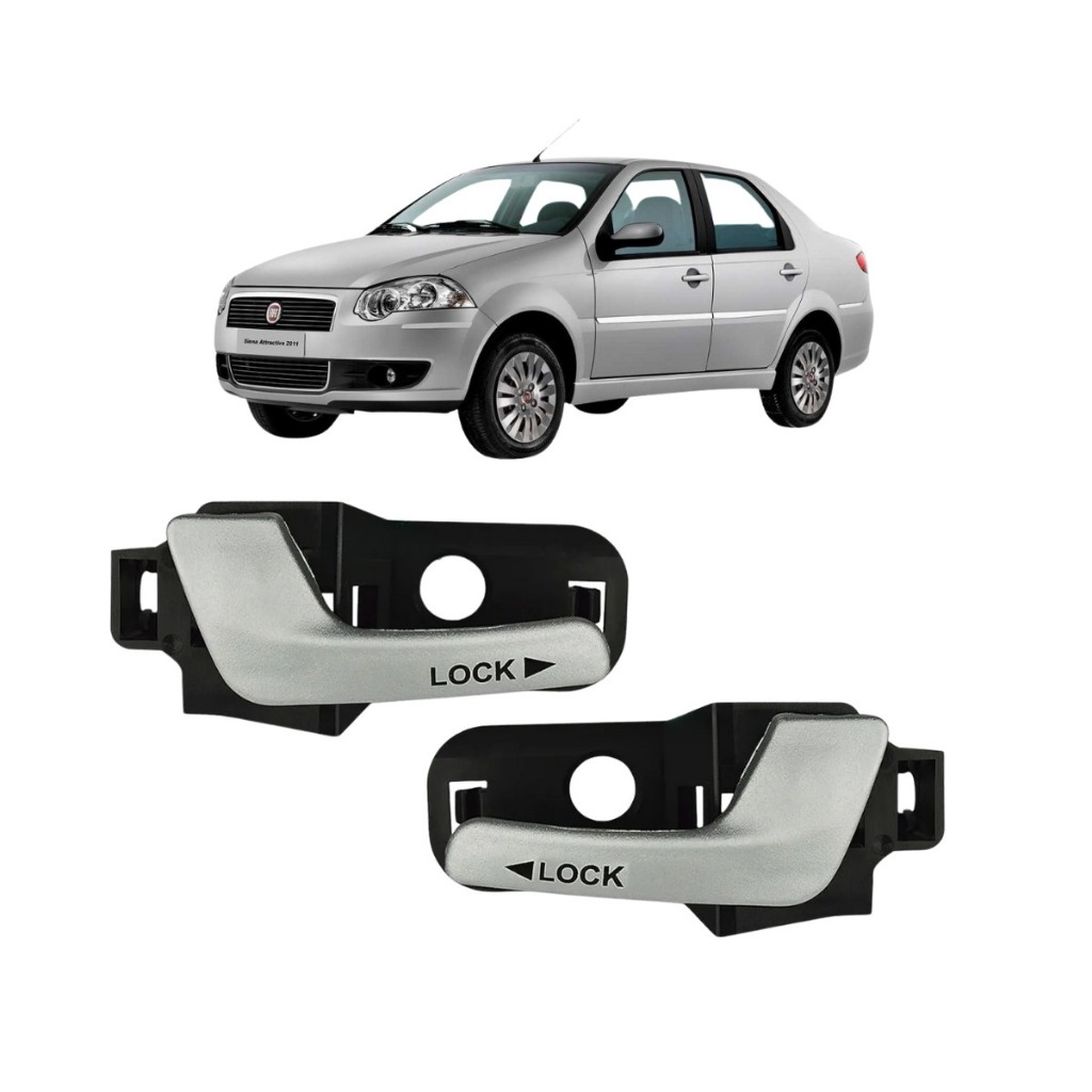 Par Maçaneta Siena Interna Porta Dianteira Prata 2004 A 2012 em Oferta na Shopee