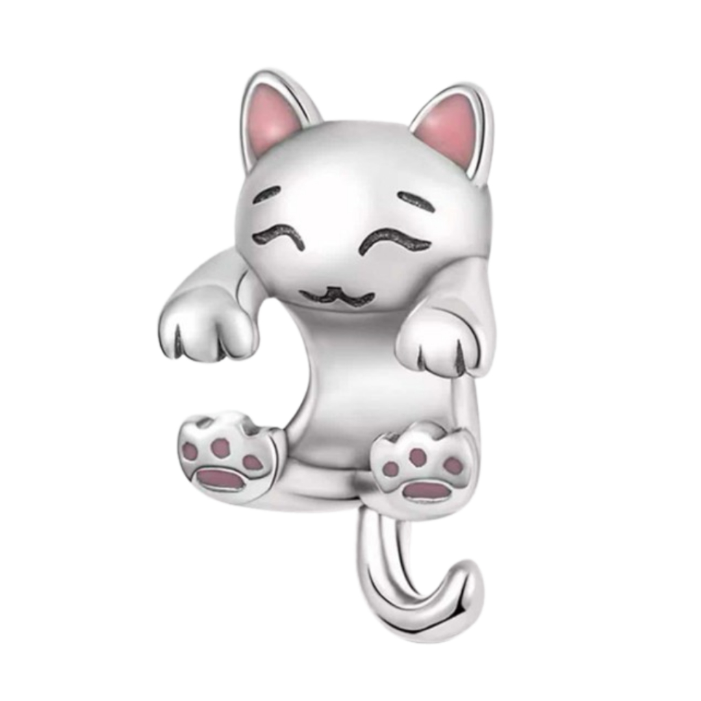 Berloque Gatinho  Agarradinho Prata 925 Com Certificado