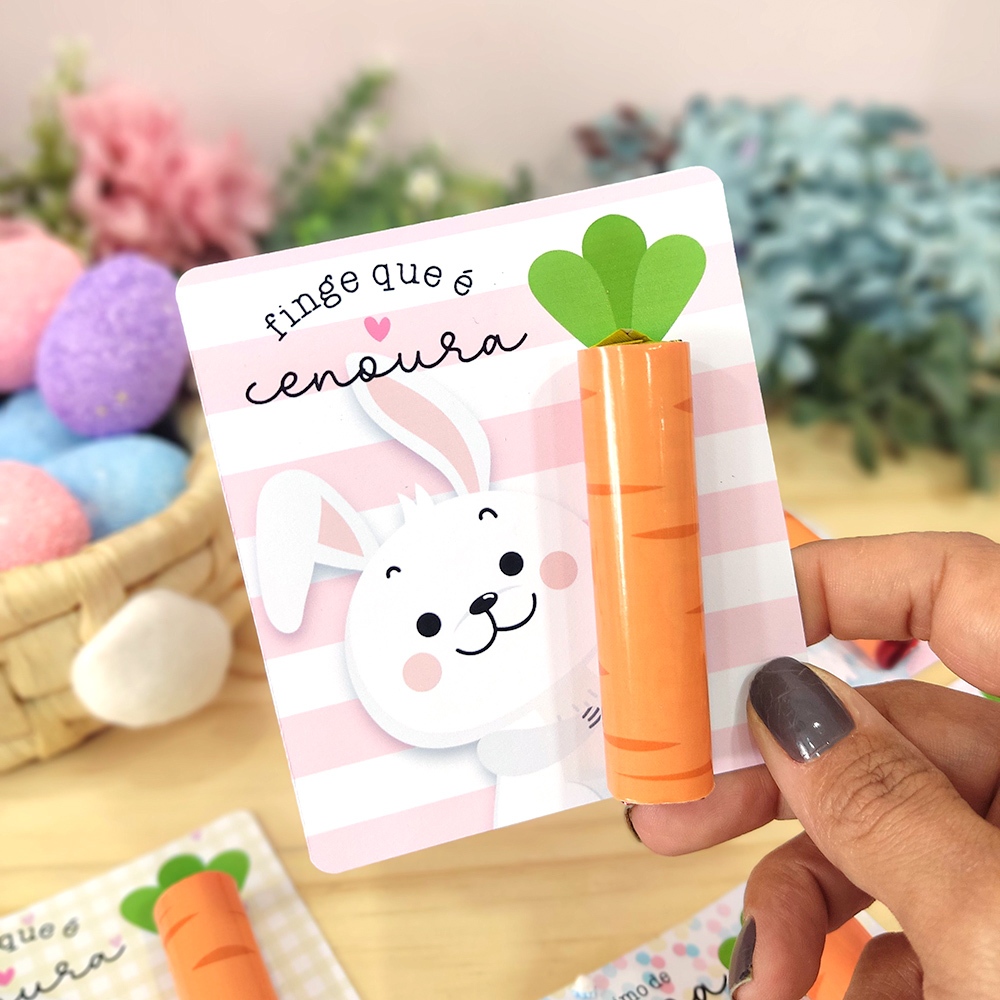 Kit 12 Cards Lembrancinha Cenourinha Páscoa Encantada para Chocolate Baton Presente em Oferta na Shopee