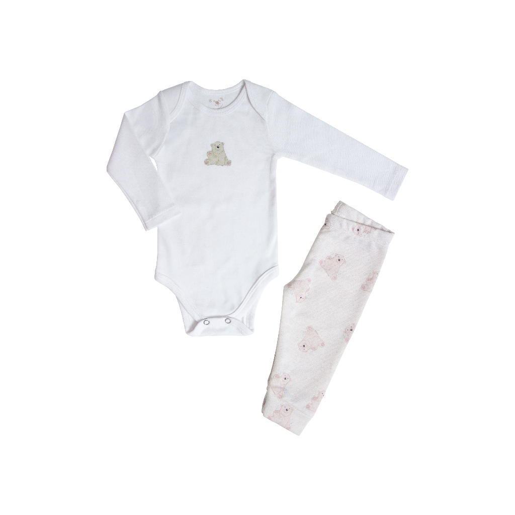 Conjunto Calça e Body Manga Longa Ursinho em Oferta na Shopee