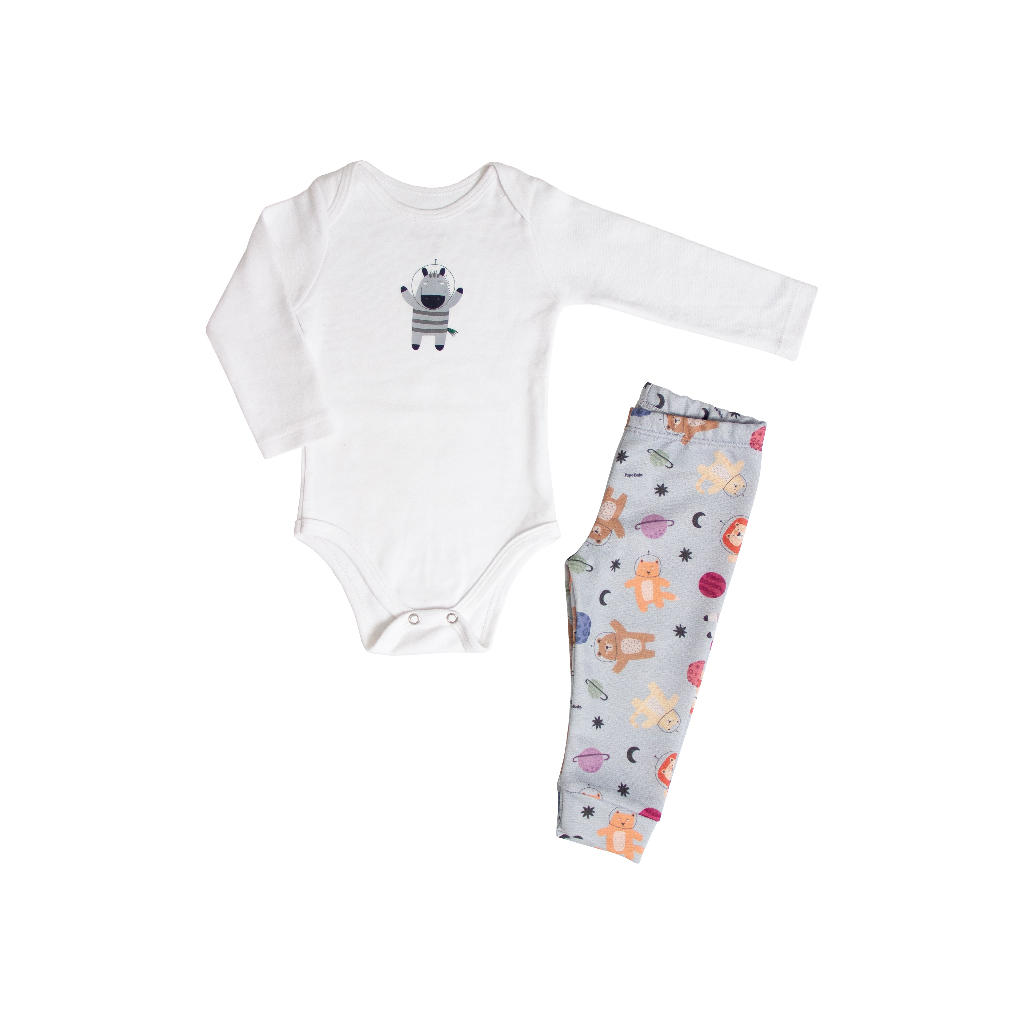 Conjunto Calça e Body Manga Longa Zebrinha em Oferta na Shopee