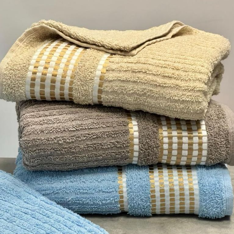 Kit 2 Toalha Tokio Banho Banhão Canelada Luxo 100% Algodão 140x75cm