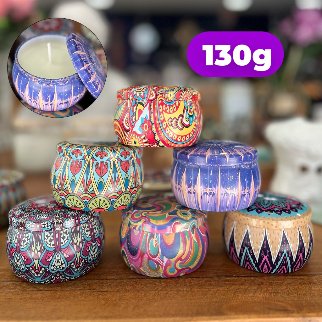 Imagem Vela Aromática Mandala Artesanal PREMIUM 130g - Vários Aromas - Com especiarias