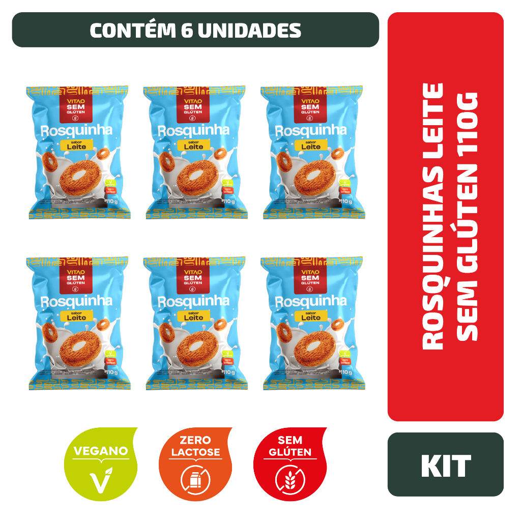 Kit Rosquinhas Leite Sem Glúten 110G - 6 Unidades - Food & Beverages