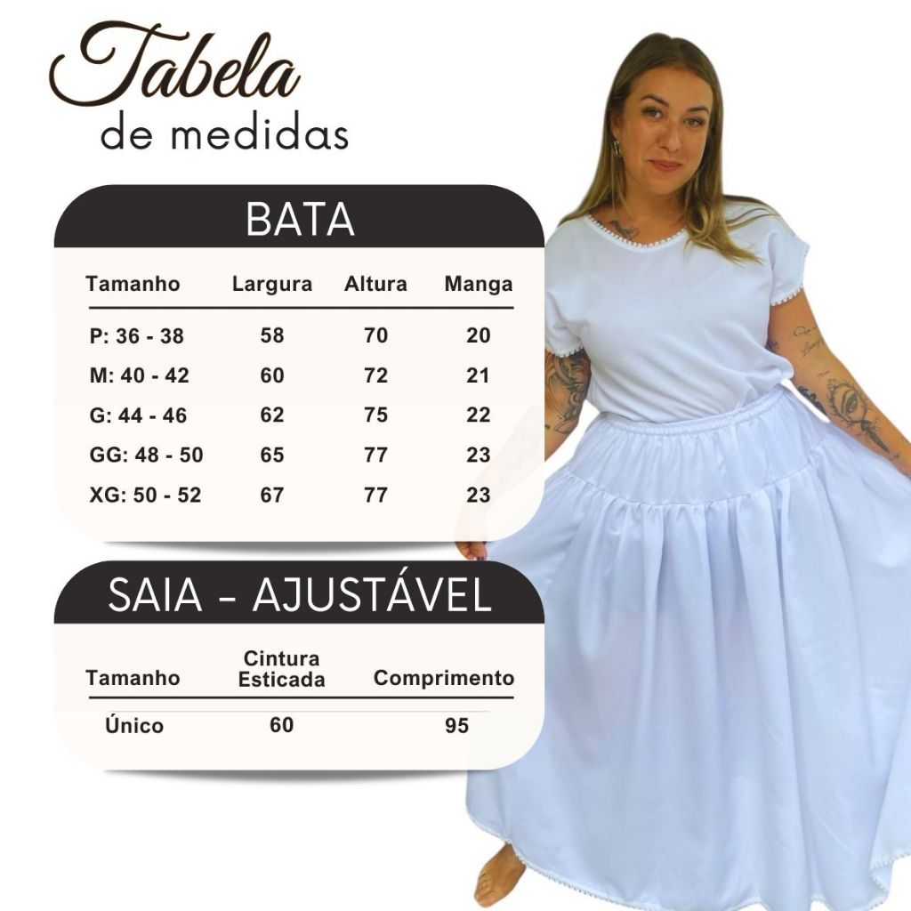 Roupa De Ração Branca Oxford Feminina Umbanda E Candomblé — imagem 2 de 2