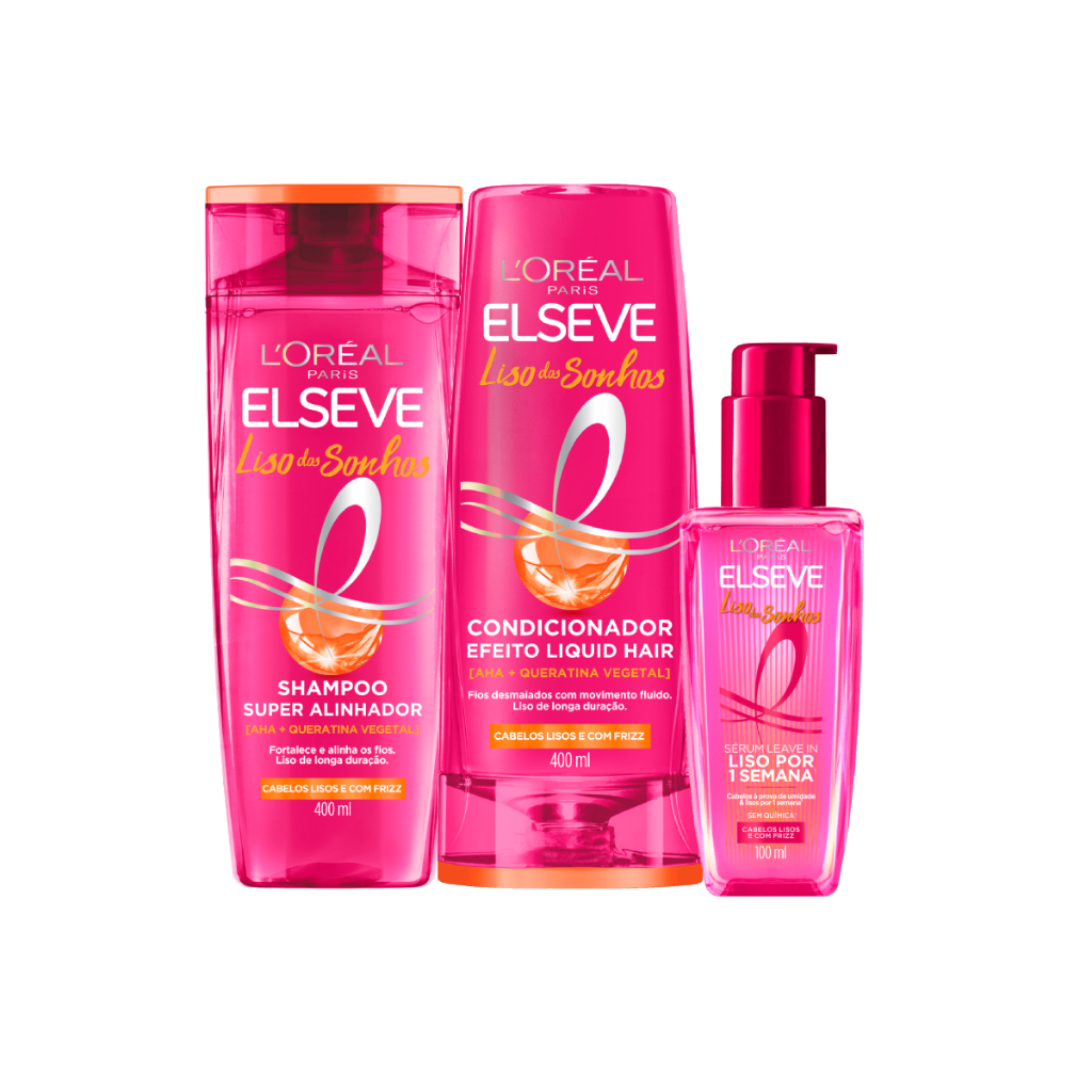 Kit Elseve Liso Dos Sonhos Shampoo 400ml, Condicionador 400ml e Sérum 100ml Liso dos Sonho...
