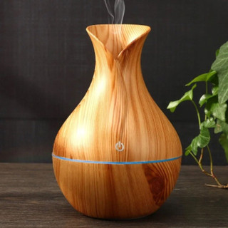 Umidificador Design de Vaso Aromatizador Silencioso textura de Madeira Recarregável com L…