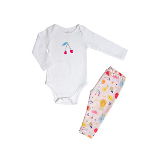 Conjunto Calça e Body Manga Longa Cerejinha