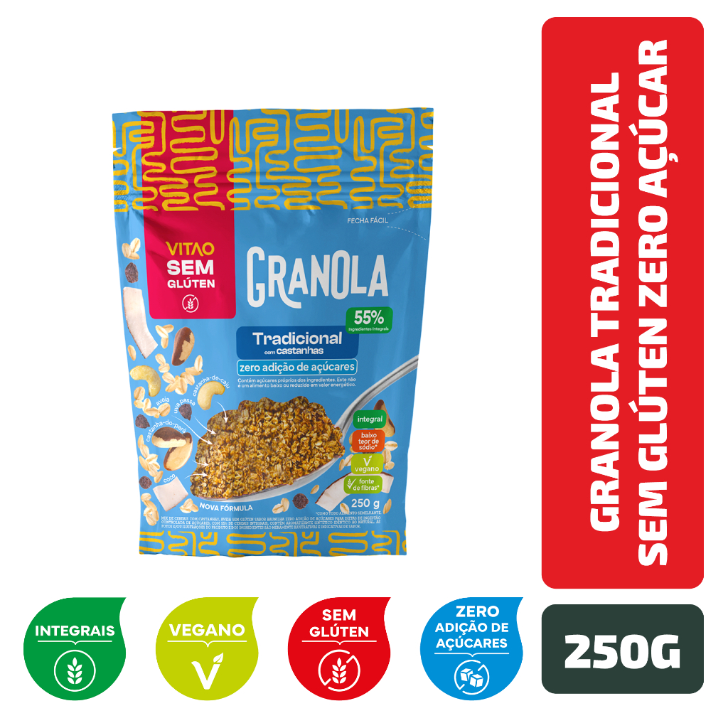Granola Tradicional Zero Açúcar Sem Glúten 250G - Food & Beverages