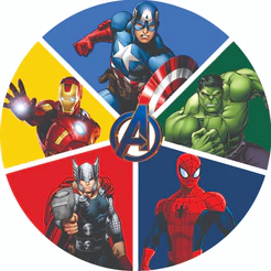 Capa para Painel de Festas Redondo com Acabamento em Elástico 1.50x1.50 e 50cm veste fácil Vingadores herois