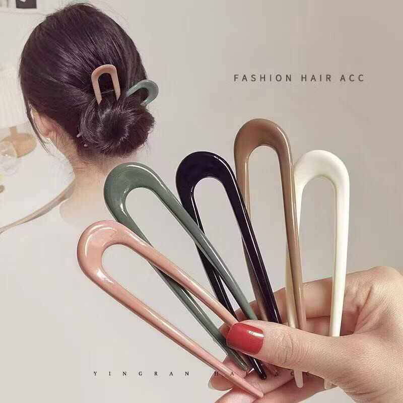 Grampo De Cabelo Em Forma De U Vintage De Ácido Acético, Acessórios De Cabelo Para Coque De Chignon Feminino em Oferta na Shopee