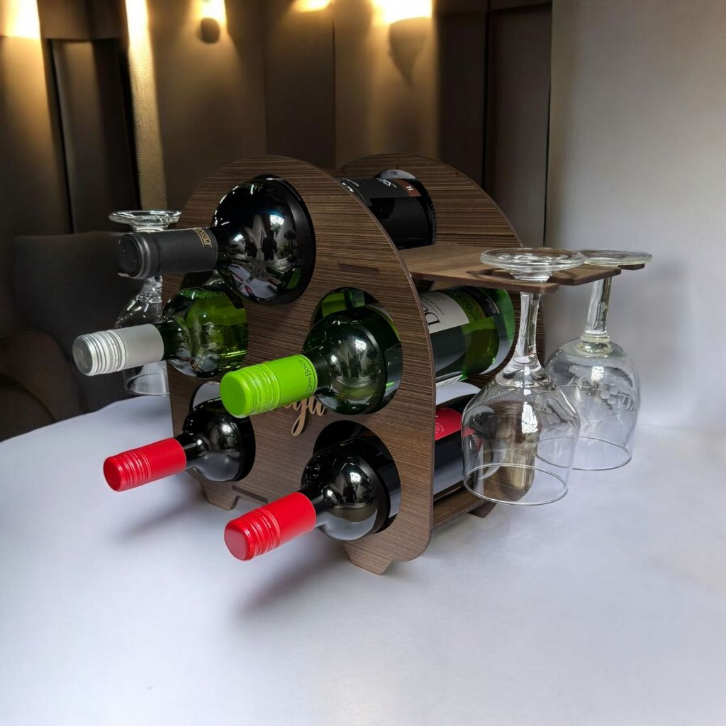 Adega de Vinhos Redonda 5 litros com Suporte para 4 taças Mdf Retrô Expositora em Oferta na Shopee