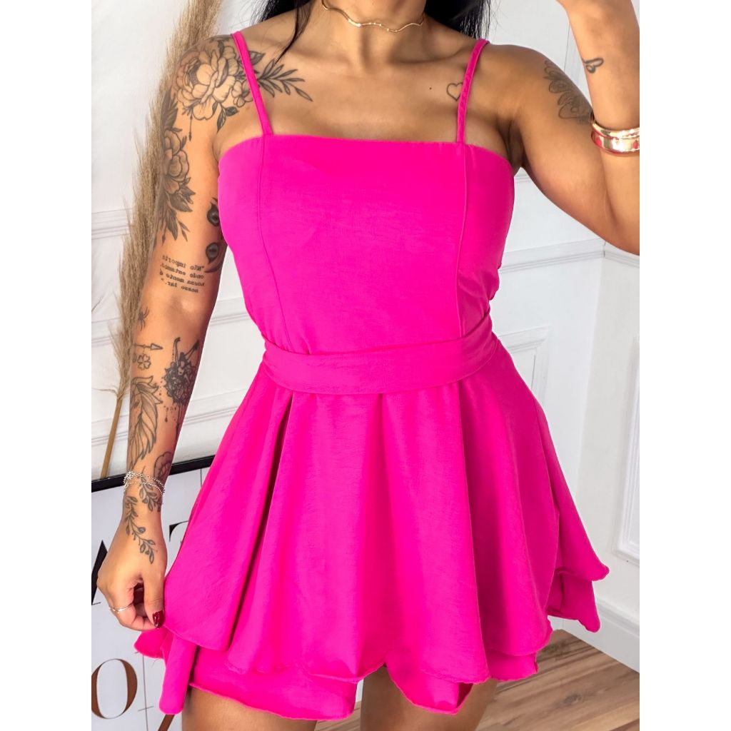 MACAQUINHO RODADO PINK COM FORRO TECIDO DUNAS MODA FEMENINA COM BOJO ALÇA REGULÁVEL TENDÊNCIA — imagem 2 de 2