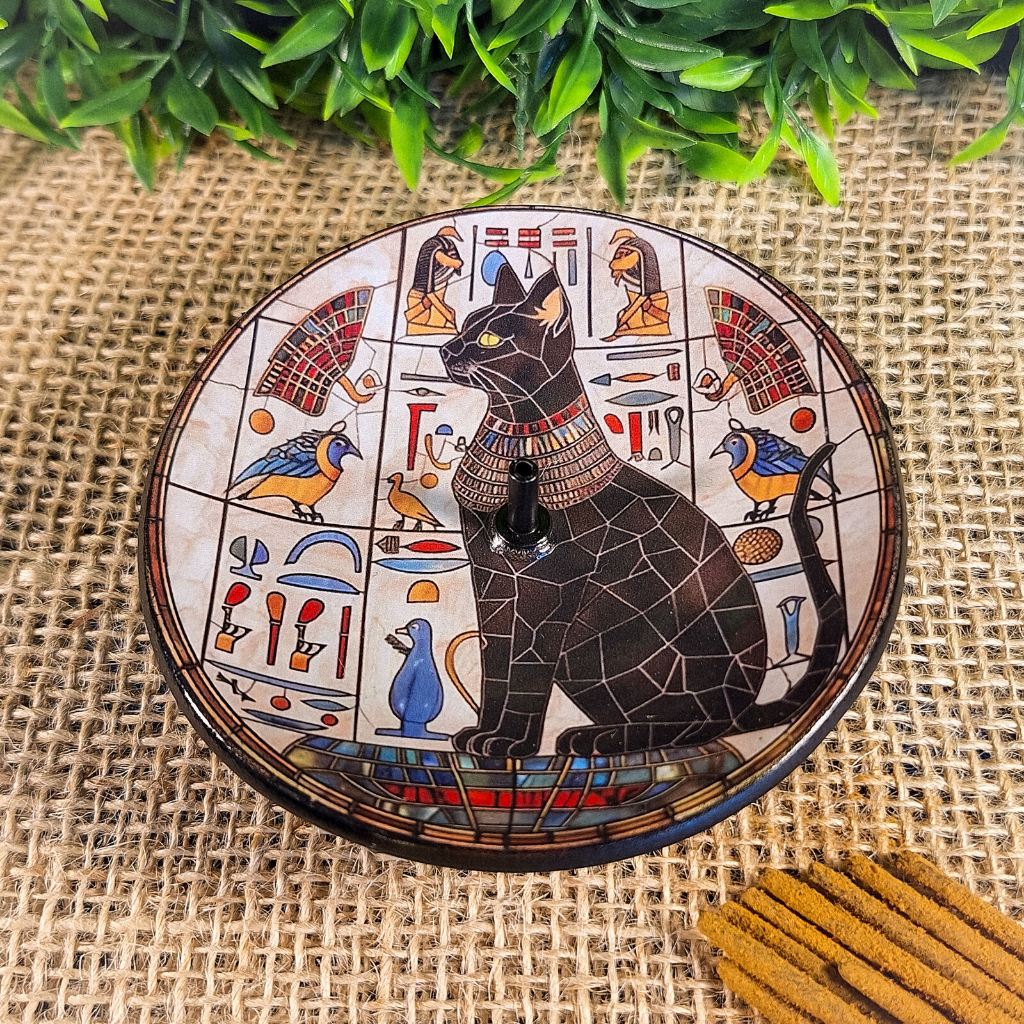 Imagem Incensário Gato Preto Egípcio Para Incensos de Vareta