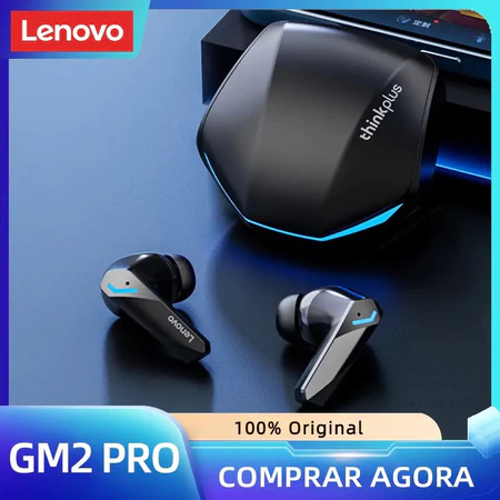 Fone De Ouvido Gamer Sem Fio Lenovo GM2 PRO Bluetooth 5.3 Com Microfone e Cancelamento de Ruido