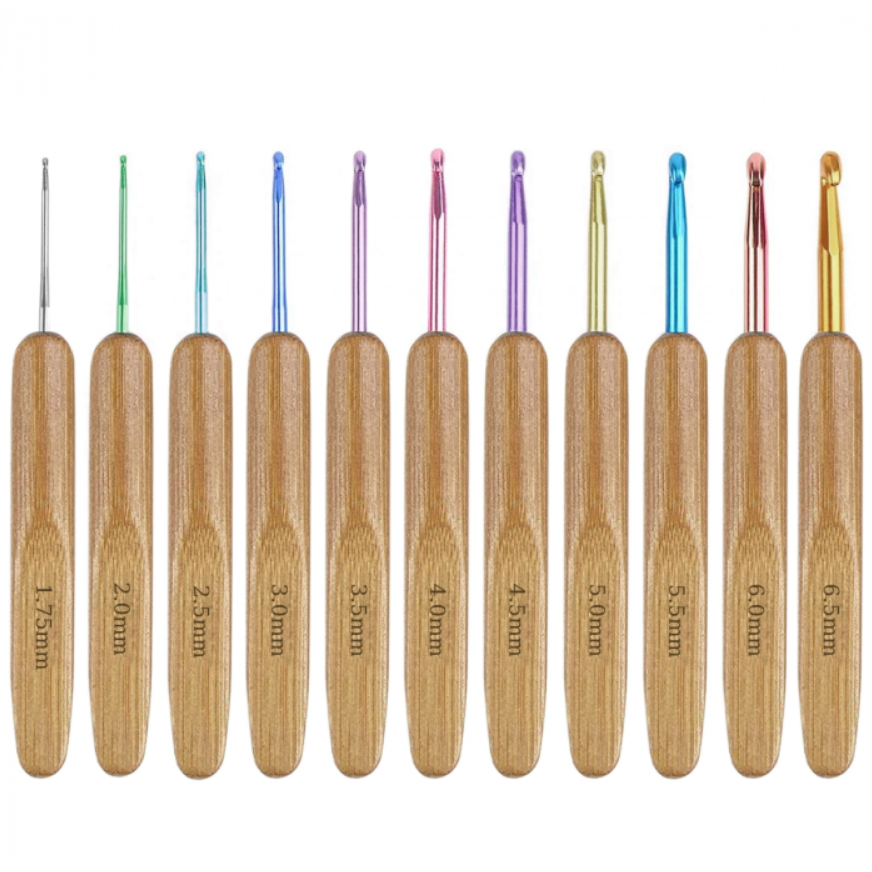 Agulha De Crochê Com Cabo Em Madeira - Bambu 1 unidade- Nybc