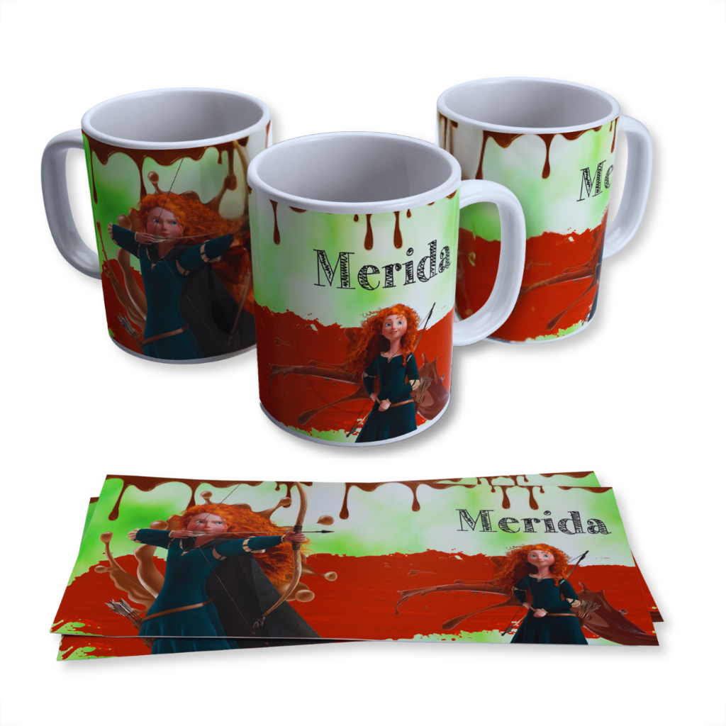 Caneca De Polímero Plástico Branca 325ml Tema Páscoa Merida Princesa Da Disney