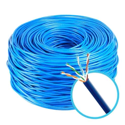 Cabo de rede 100m Cat5e com conectores RJ45, ideal para internet, câmeras, roteador, TV e computador.