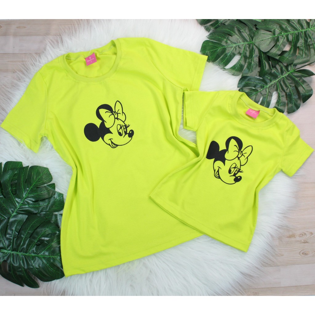 Kit com 2 Camisetas, blusinha, t-shirt  100% algodão feminina tal mãe, tal filha iguais verão minnie