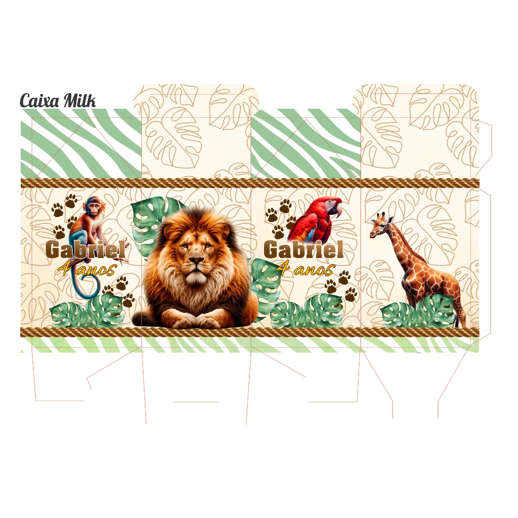 Kit Pegue Monte Personalizados Safari Realista 20 a 60 Caixinhas Lembrancinhas de Aniversário