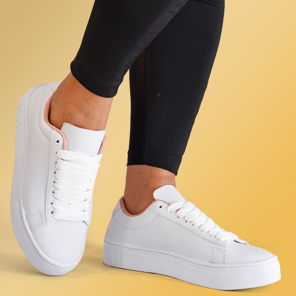 Tenis Branco Feminino plataforma Leve Perfeito Para o Dia a Dia