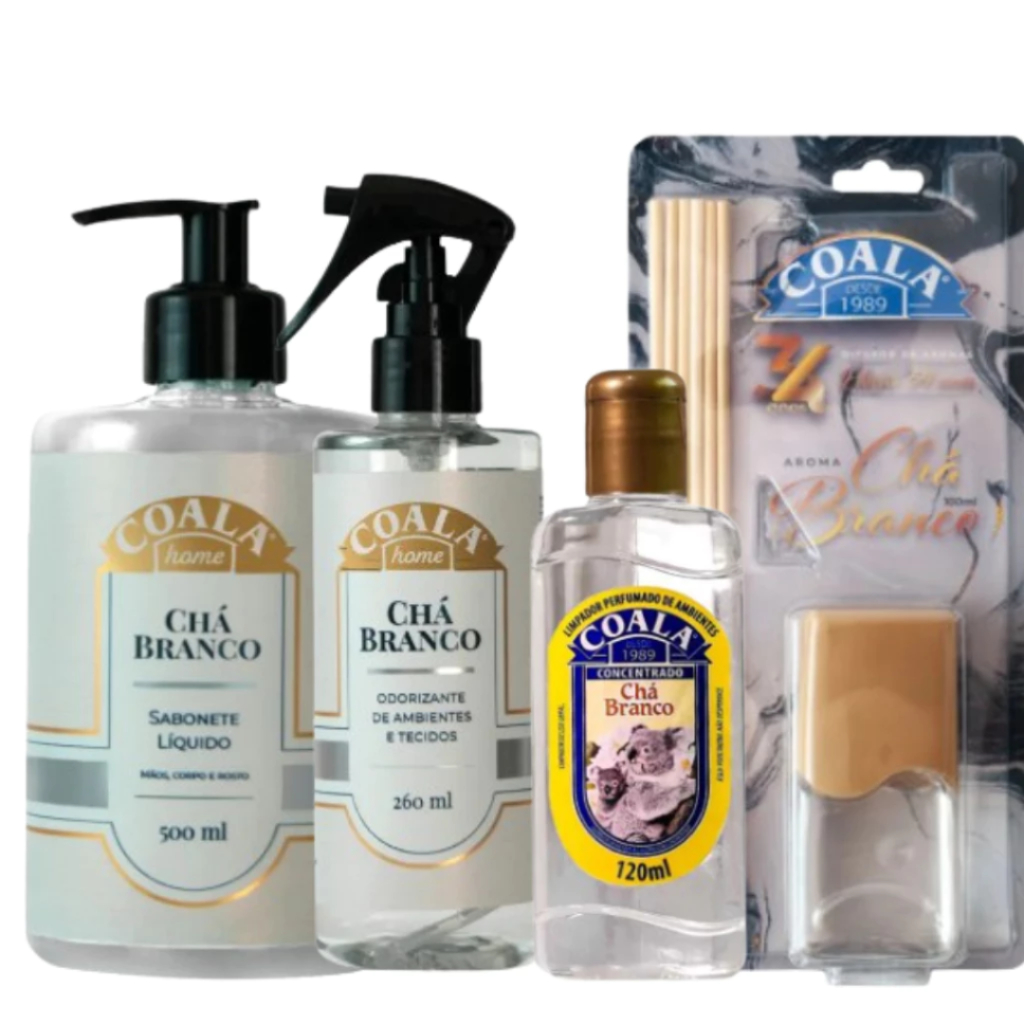 Kit chá Branco Coala Limpeza Sabonete Odorizador de Tecidos Limpador Perfumado cha home am...