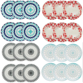 Jogo de Pratos Fundo Jantar Decorado Louça Cerâmica Lindo 12 peças Biona 22cm mesa posta maravilhoso em Oferta na Shopee