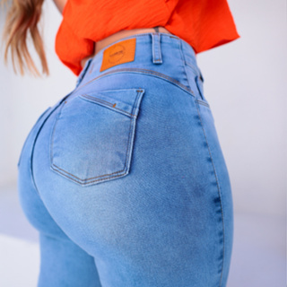 Calça Jeans Feminina Skinny Cós Curve Clara Empina Bumbum  Modeladora Cintura Alta Lycra Elastano em Oferta na Shopee
