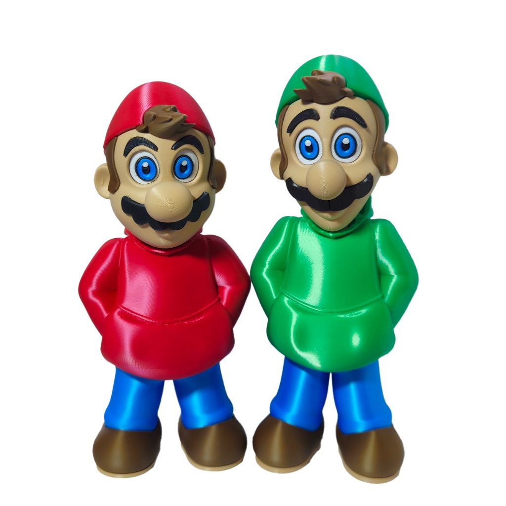 Boneco Estatua Luigi ou Mario Super Mario Estilo Street Good Vibes Relax Montado Ou Desmontado