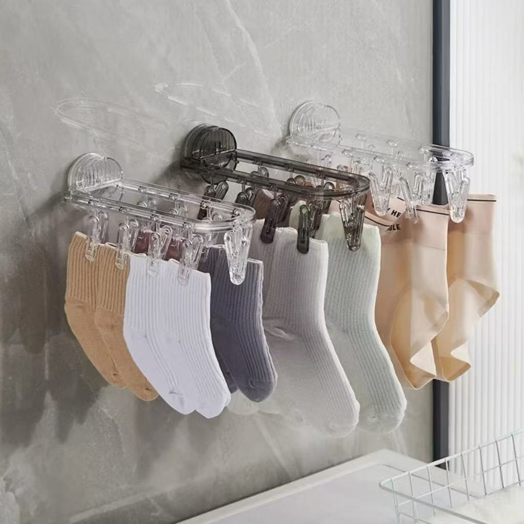 Mini Varal Retrátil Autoadesivo - Dobrável para Roupas Íntimas e Acessórios