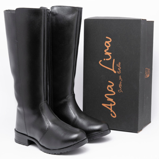 Bota Feminina Cano Longo Over Panturrilha Ziper Outono Inverno Ana Lira em Oferta na Shopee