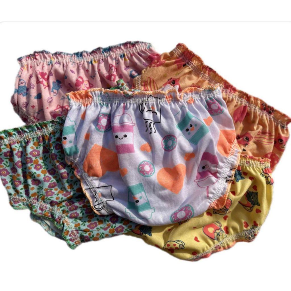 kit 5 calcinhas baby de Algodão para usar com fraldas dia a dia Confortáveis estampas variadas