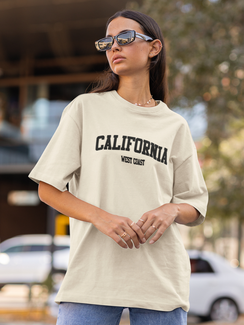 Camiseta Feminina Oversized Blusinha De Academia California West Coast Estilo de Rua Larga