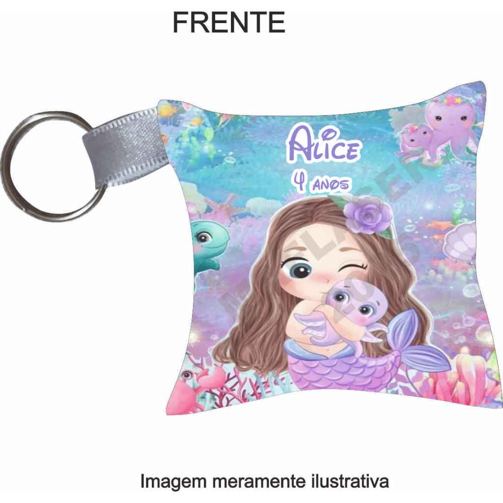 Kit Almochaveiro Fundo do Mar personalizado lembrancinha chaveiro Sereia