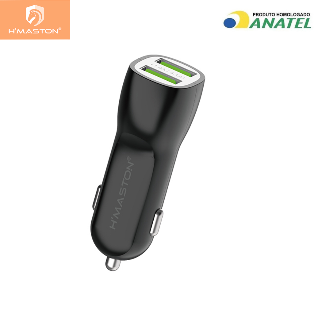 H'Maston CB-07 Carregador Automotivo Turbo Carregador de Celular para Carro Fonte 2 entradas USB