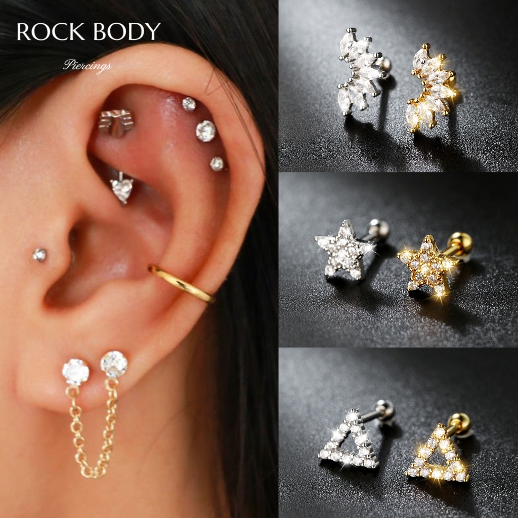 Piercing Microbell Cobre/Aço | Helix, Flat, Conch, Tragus, Lóbulo 4 em Oferta na Shopee