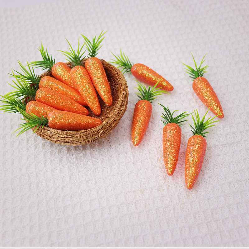 KIT 12 Cenouras De Espuma De Páscoa 6.5cm Decoração Kids Toy Easter Gift Party