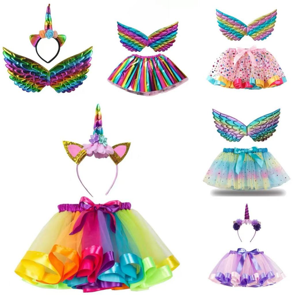 Fantasia Juvenil Carnaval Unicórnio Kit Colorido Asa Saia Tule Princesa Anjo Infantil Bloquinho Fest em Oferta na Shopee