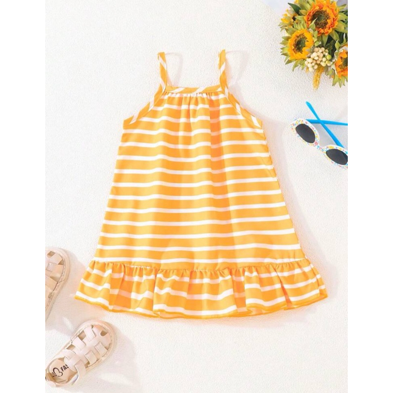 Vestido Cami Fofo de Verão com estampa de girassol para Menina Bebê
